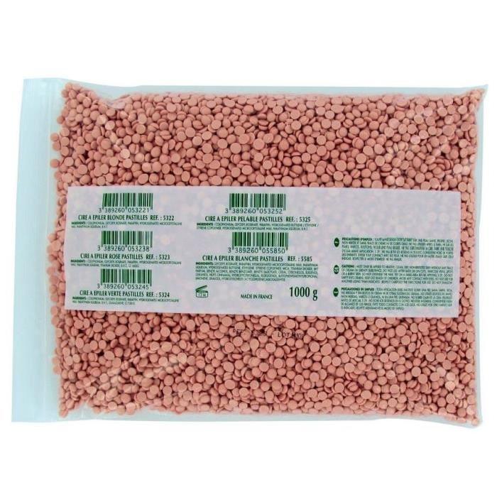 CIRE PASTILLES ROSE 1KG (sans bandes)