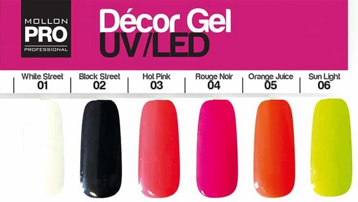 GEL UV LED DECOR COULEUR MOLLON PRO 5gr (lot de 2 au choix)