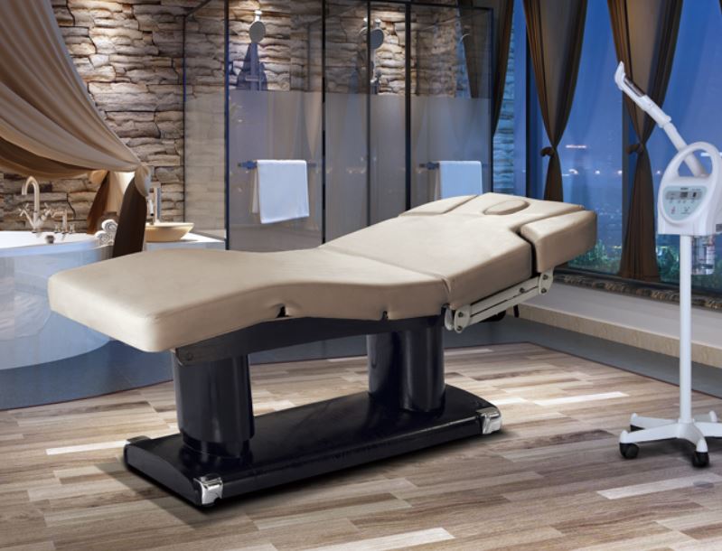 TABLE DE MASSAGE ELECTRIQUE 4 MOTEURS  "MEDIKALUXE" BASE MARRON 